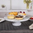 Creative Home 白色天然大理石 30.5公分 高腳圓形轉盤 蛋糕轉台 蛋糕盤  點心盤 插花轉盤