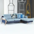 【AS雅司設計】海明威藍色三人沙發+腳椅-262×188×88cm