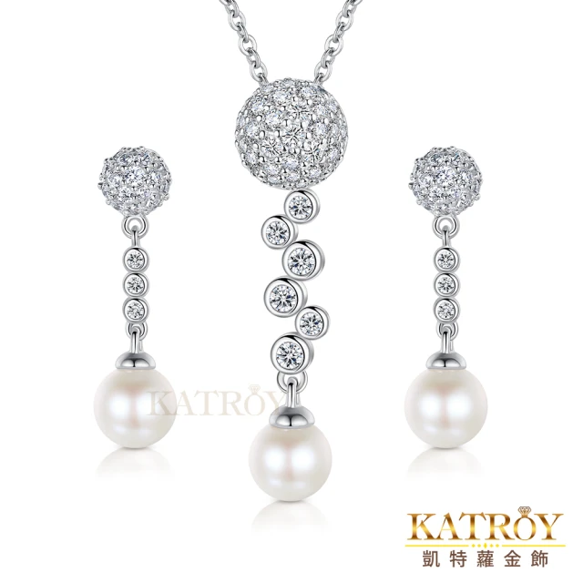 【KATROY】母親節推薦． 天然珍珠． 925純銀．項鍊耳環套組． PG20020-1(8.0 - 8.5 mm)