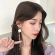 【MISS KOREA】韓國設計S925銀針氣質珍珠花朵長流蘇耳環