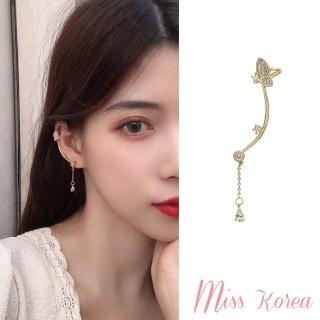 【miss korea】韓國設計s925銀針氣質滿鑽蝴蝶水滴寶石耳釘單只