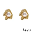 【INES】韓國設計S925銀針不規則金屬貝殼珍珠耳環