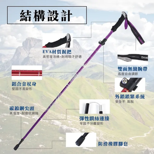 鋁合金摺疊登山杖  附收納袋(買一送一 長/短二款可任意搭配)