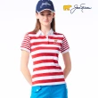 【Jack Nicklaus 金熊】GOLF女款條紋彈性吸濕排汗POLO衫/高爾夫球衫(紅色)