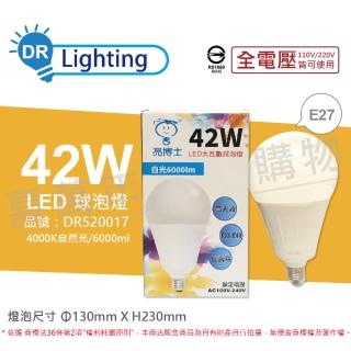 【亮博士】2入組 LED 42W 4000K 自然光 E27 全電壓 球泡燈 DR520017