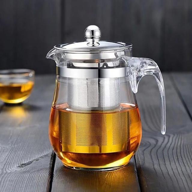 【EDISH】茶葉過濾玻璃耐熱泡茶壺(1000ML)