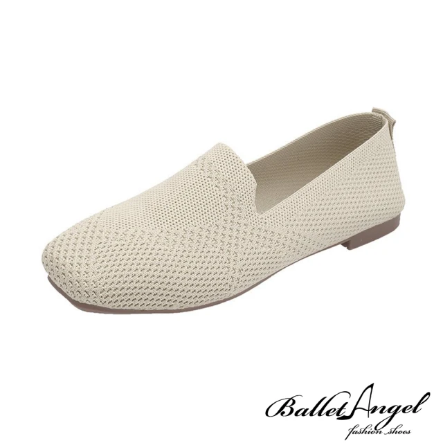【BalletAngel】樂福鞋 日系輕著感飛織平底鞋(條紋米)