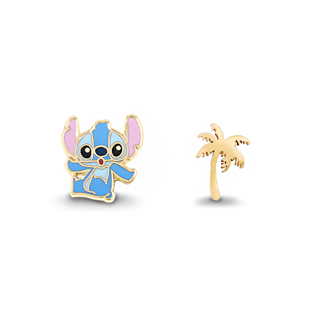 【Lotin 羅婷】史迪奇-星際寶貝/椰子樹 針式耳環(迪士尼、飾品、手鍊、史迪奇、針式耳環)