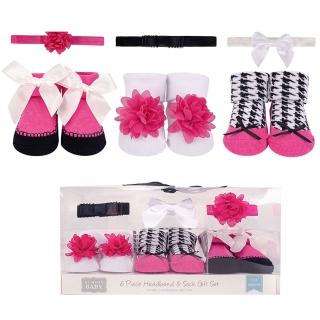 【Luvable Friends 甜蜜寶貝】3入嬰幼兒髮飾+3入嬰兒襪/寶寶襪/初生襪禮盒組 小貴婦(LF58254)