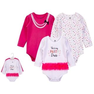 【Luvable Friends 甜蜜寶貝】嬰幼兒100%純棉長袖包屁衣3件組 派對皇后(LF00609)