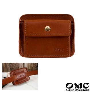【OMC】真皮 義大利植鞣革口袋款迷你牛皮腰掛包98011(真皮包包 棕色)