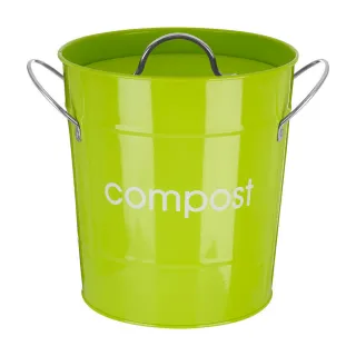 【Premier】雙柄廚餘桶 綠3L(回收桶 垃圾桶 收納桶 餿水桶)