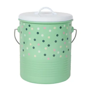 【NOW】提式廚餘桶 圓點綠4L(回收桶 垃圾桶 收納桶 餿水桶)