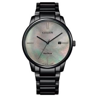 【CITIZEN 星辰】GENTS 酷黑白蝶貝光動能男錶/39mm(BM7525-84Y)