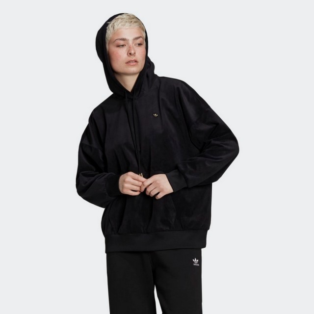 【adidas 愛迪達】連帽上衣 帽T 上衣 黑 HOODIE(H22832)