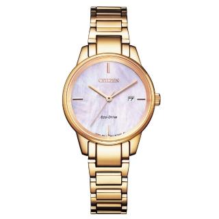 【CITIZEN 星辰】LADYS 白蝶貝推薦款光動能女錶/29mm(EW2593-87Y)