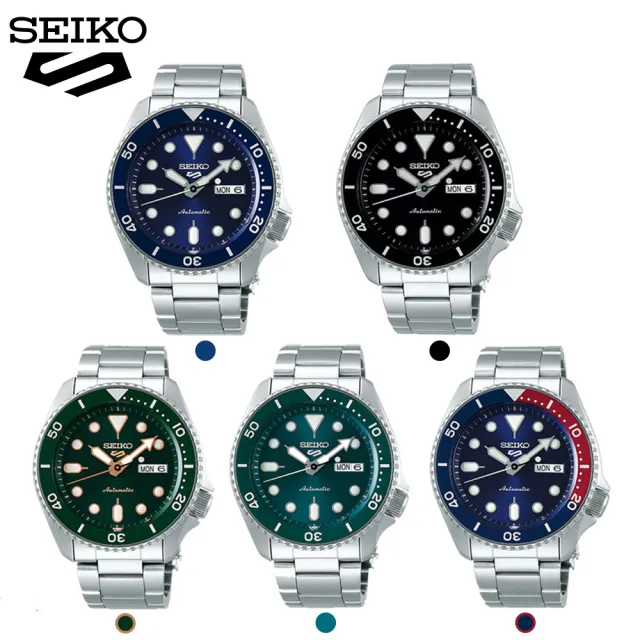 【SEIKO 精工】5 Sports系列水鬼機械錶鋼帶錶42.5mm原廠公司貨(藍/黑/綠/湖水綠/藍紅)