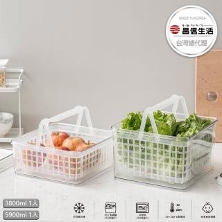 【韓國昌信生活】SKYLOCK密扣提籃式保鮮盒二入組(3800ml+5900ml)
