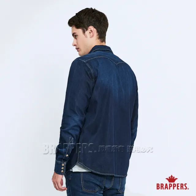 【BRAPPERS】男款 長袖牛仔襯衫(深藍)