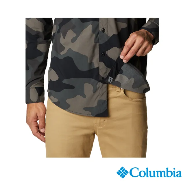 【Columbia 哥倫比亞 官方旗艦】男款- Omni-Wick 快排防曬40襯衫-黑迷彩(UAE53340BQ / 排汗.防曬.機能)