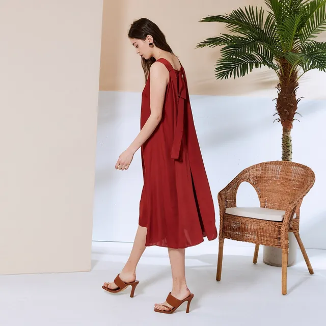 【ICHE 衣哲】Cop.Copine 法國原裝進口後綁帶長版造型禮服洋裝