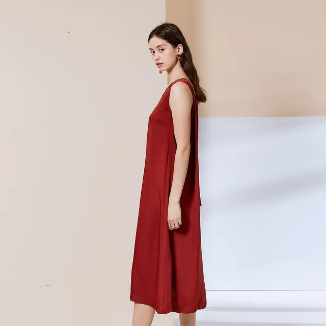 【ICHE 衣哲】Cop.Copine 法國原裝進口後綁帶長版造型禮服洋裝