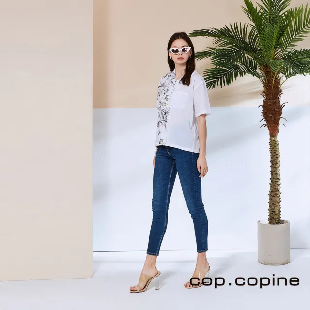 【ICHE 衣哲】Cop.Copine 法國原裝進口插畫印花後開衩設計造型襯衫