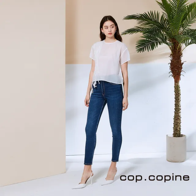 【ICHE 衣哲】Cop.Copine 法國原裝進口紡紗透視感造型上衣-兩穿-珍珠白