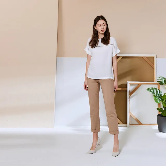 【ICHE 衣哲】Cop.Copine 法國原裝進口簍空落肩簡約百搭造型上衣