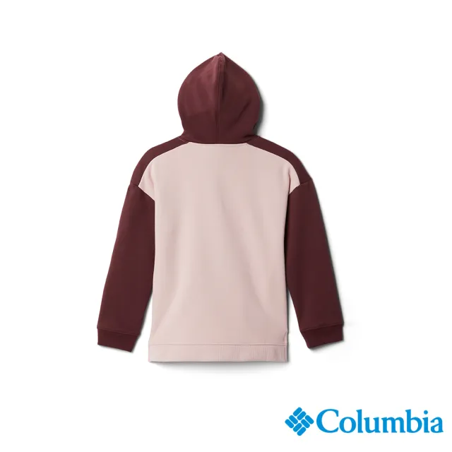 【Columbia 哥倫比亞】童款-LOGO 連帽上衣-酒紅(UAG34710BD / 舒適)