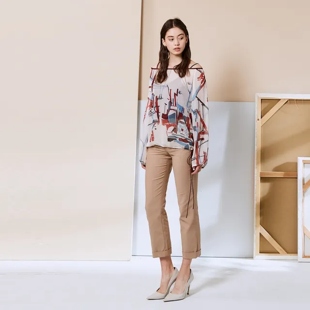 【ICHE 衣哲】Cop.Copine 法國原裝進口印花微透視感造型上衣