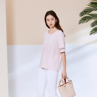 【ICHE 衣哲】Cop.Copine 法國原裝進口簍空設計五分袖造型上衣