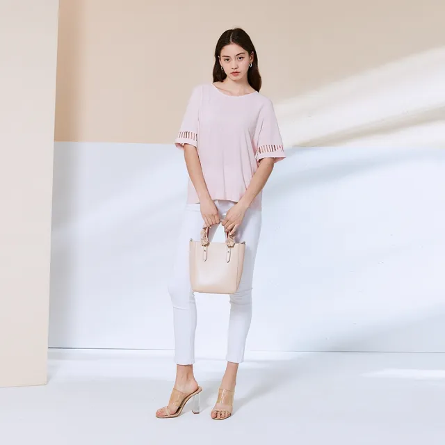 【ICHE 衣哲】Cop.Copine 法國原裝進口簍空設計五分袖造型上衣