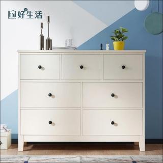【hoi! 好好生活】林氏木業韓式田園多功能七鬥櫃 DW1E-荷花白
