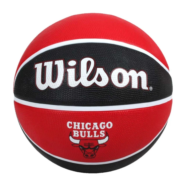 【WILSON】NBA隊徽系列 公牛隊橡膠籃球#7-訓練 室外 7號球 紅黑白(WTB1300XBCHI)