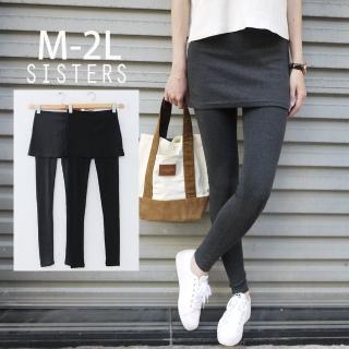 【SISTERS】MIT顯瘦單品!假兩件短裙內搭褲 長褲(冬新品/女長褲/臺灣製/抗溫差/褲裙/內搭褲/顯瘦)