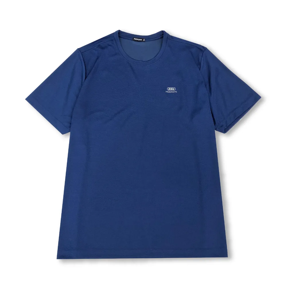 【MAXON 馬森大尺碼】深藍涼感抗UV磚紋短袖圓領衫 XL~4L(81877-58)