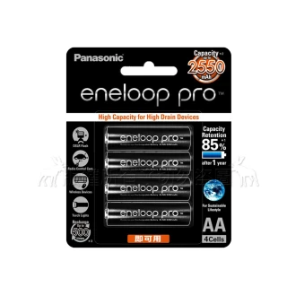 【Panasonic 國際牌】黑鑽款 eneloop PRO 3號2550mAh 低自放充電電池 BK-3HCCE-4顆入