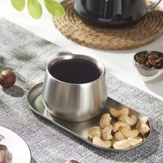 【Minos】雙層咖啡杯連碟套裝(線條流暢結合優雅曲面的下午茶碟杯組合)