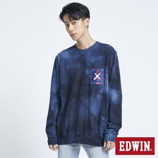 【EDWIN】男裝 EDGE 暈染X塗鴉衛衣(丈青色)