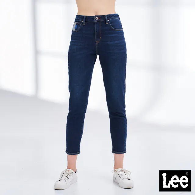 【Lee】出清品-女裝 牛仔褲 / 磨毛 413 合身高腰小直筒 深藍洗水 / 101+ 系列(LL210287170)