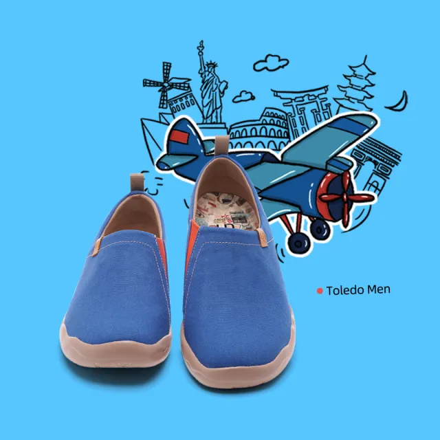 【uin】西班牙原創設計 男鞋 托萊多素色休閒鞋M0101041(藍)