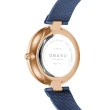 【OBAKU】渦旋幾何時尚腕錶-藍X玫瑰金(V256LXVLML)