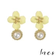 【INES】韓國設計925銀針法式復古花朵甜美珍珠造型耳環(2色任選)