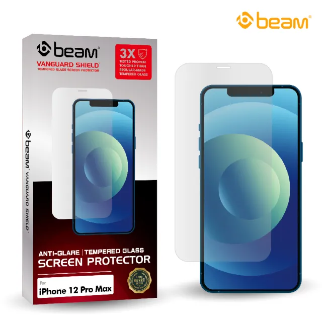 【BEAM】iPhone 12 Pro Max 6.7吋抗眩光耐衝擊鋼化玻璃保護貼(iPhone 12 手機保護貼)