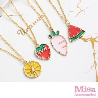 【MISA】趣味彩釉滴膠卡通水果造型項鍊(6款任選)