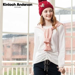 【Kinloch Anderson】造型圓領荷葉抽皺長袖上衣 金安德森女裝(KA0873012白/黑)