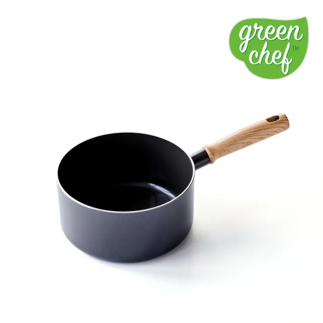 【GreenChef】greenpan 東京木紋系列18cm陶瓷不沾鍋單柄湯鍋(鋯石黑)