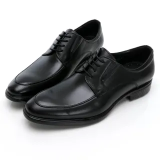 【GEORGE 喬治皮鞋】超輕系列 MODO輕量真皮側V綁帶紳士鞋 -黑115003BW