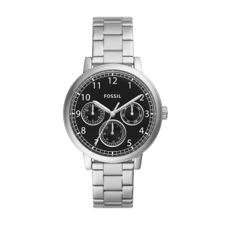 【FOSSIL 官方旗艦館】Airlift 三眼計時簡約指針手錶 銀色不鏽鋼鍊帶 42MM BQ2629